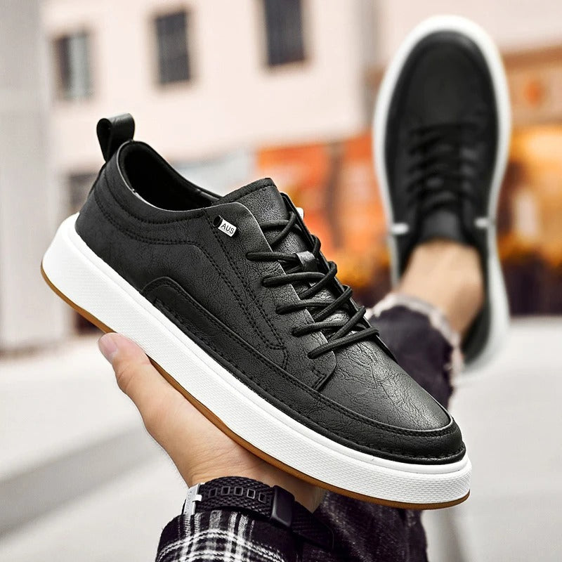 Men's Premium Urban Classic Sneakers - Comfortable Casual Footwear in Black and Dark Brown