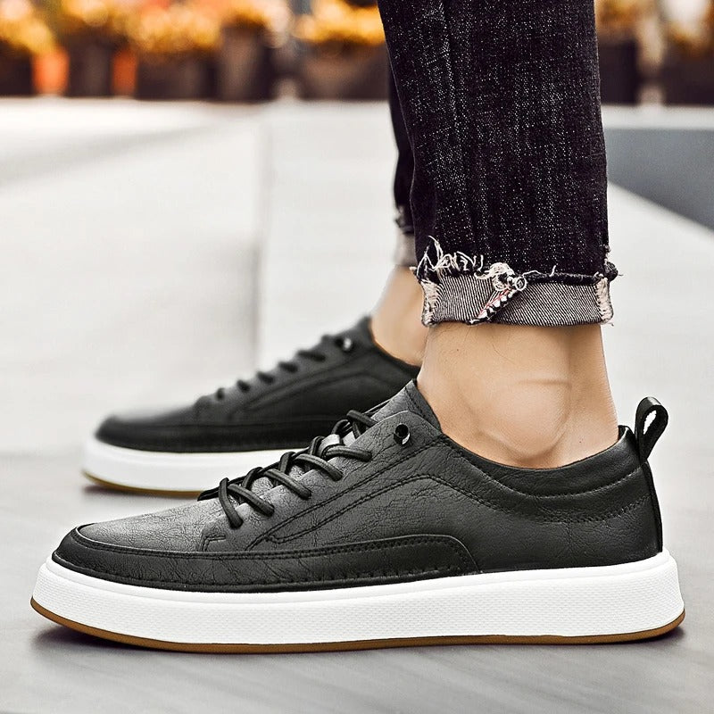 Men's Premium Urban Classic Sneakers - Comfortable Casual Footwear in Black and Dark Brown