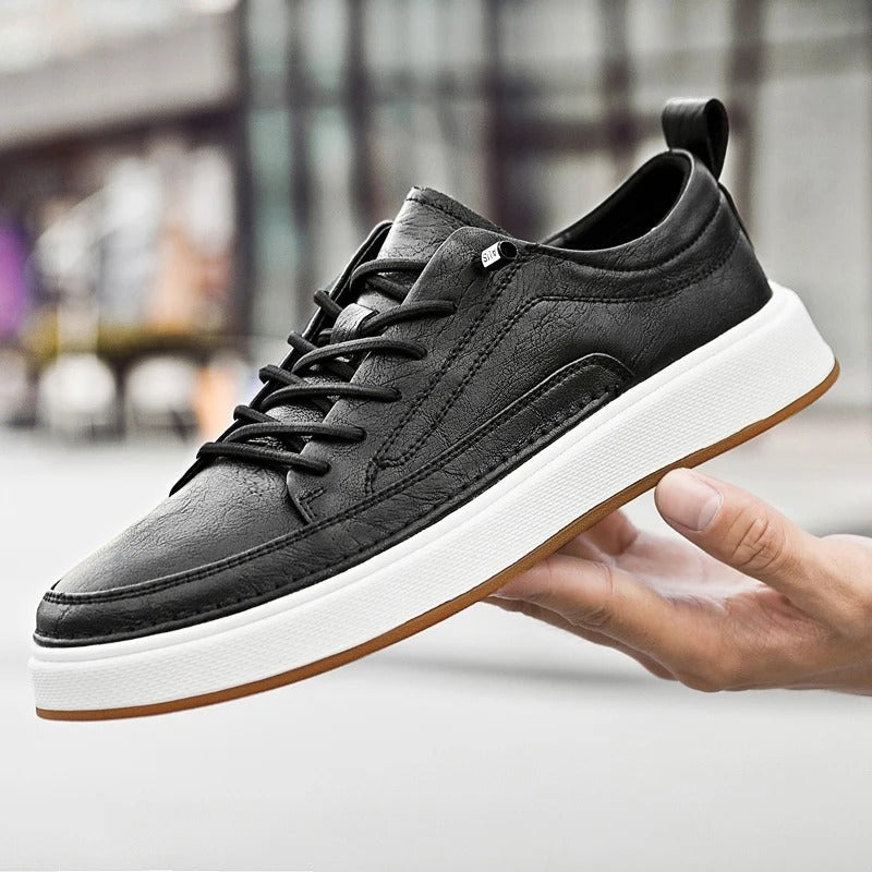 Men's Premium Urban Classic Sneakers - Comfortable Casual Footwear in Black and Dark Brown