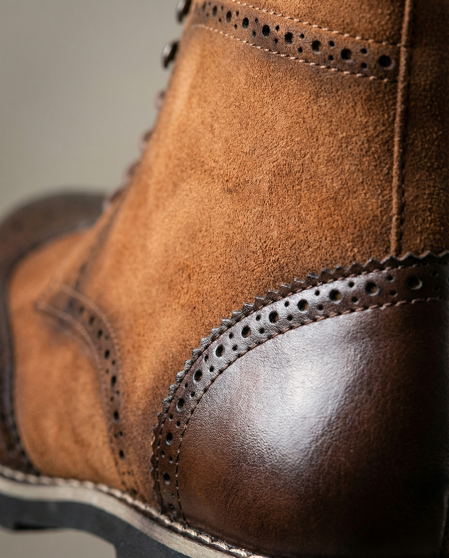 Men's Brown and Gray Urban Explorer Boots with Brogue Detailing