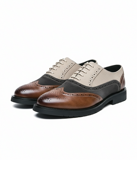 Men's Color Block Vintage Oxford Brogue Dress Shoes
