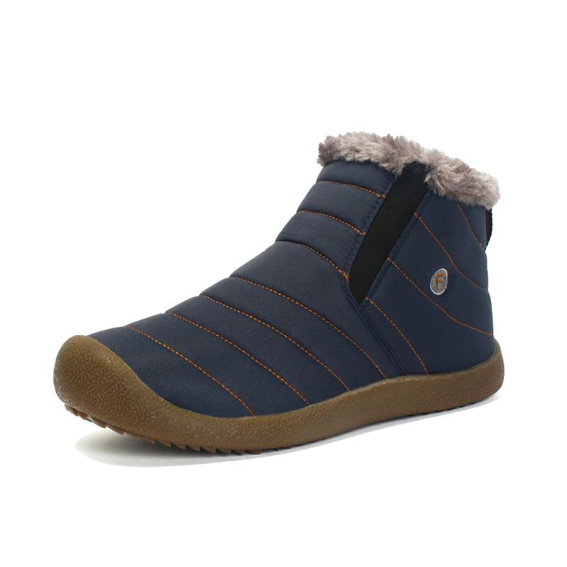 Men's Waterproof Ankle High Winter Hiking Boots with Plush Lining