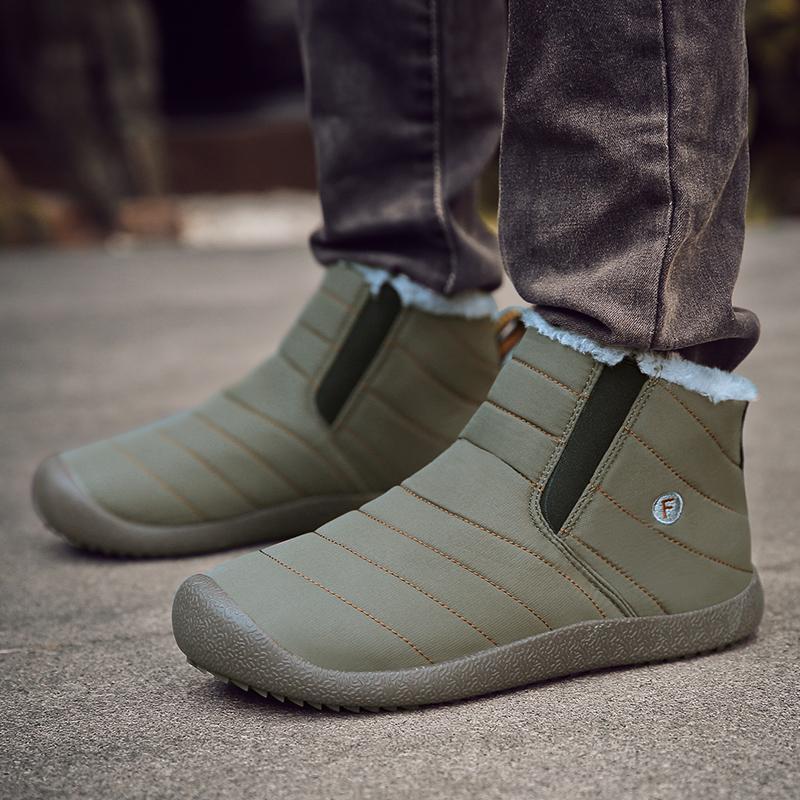 Men's Waterproof Ankle High Winter Hiking Boots with Plush Lining