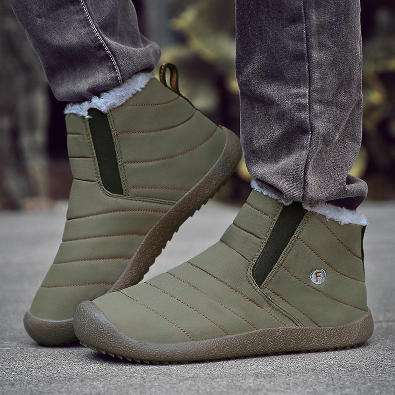 Men's Waterproof Ankle High Winter Hiking Boots with Plush Lining