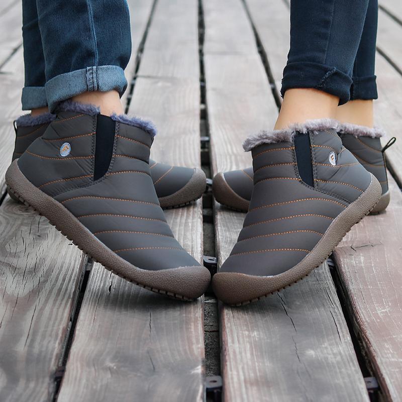 Men's Waterproof Ankle High Winter Hiking Boots with Plush Lining