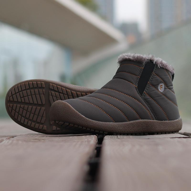 Men's Waterproof Ankle High Winter Hiking Boots with Plush Lining