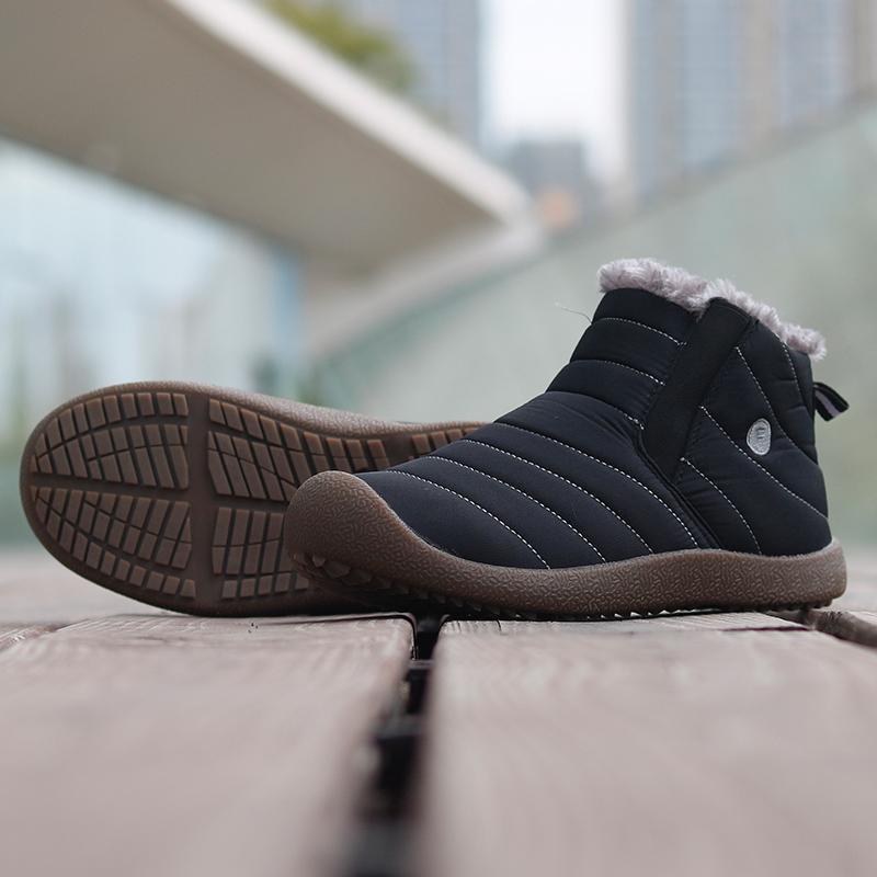 Men's Waterproof Ankle High Winter Hiking Boots with Plush Lining