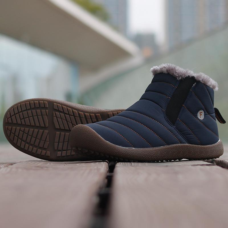 Men's Waterproof Ankle High Winter Hiking Boots with Plush Lining