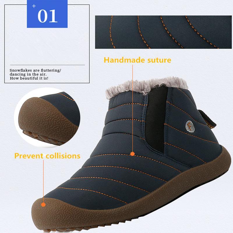 Men's Waterproof Ankle High Winter Hiking Boots with Plush Lining
