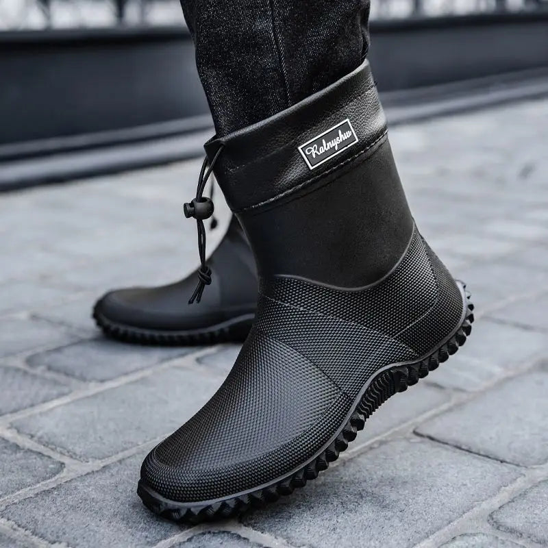Men's Waterproof Slip-On Ankle Work Boots with Non-Slip Outsole