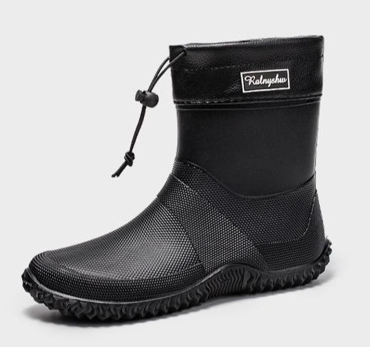 Men's Waterproof Slip-On Ankle Work Boots with Non-Slip Outsole