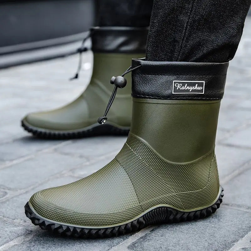 Men's Waterproof Slip-On Ankle Work Boots with Non-Slip Outsole