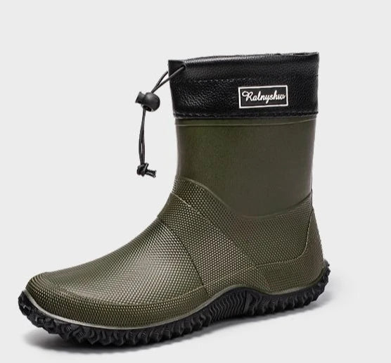 Men's Waterproof Slip-On Ankle Work Boots with Non-Slip Outsole
