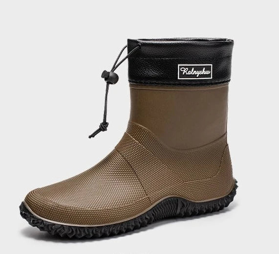 Men's Waterproof Slip-On Ankle Work Boots with Non-Slip Outsole