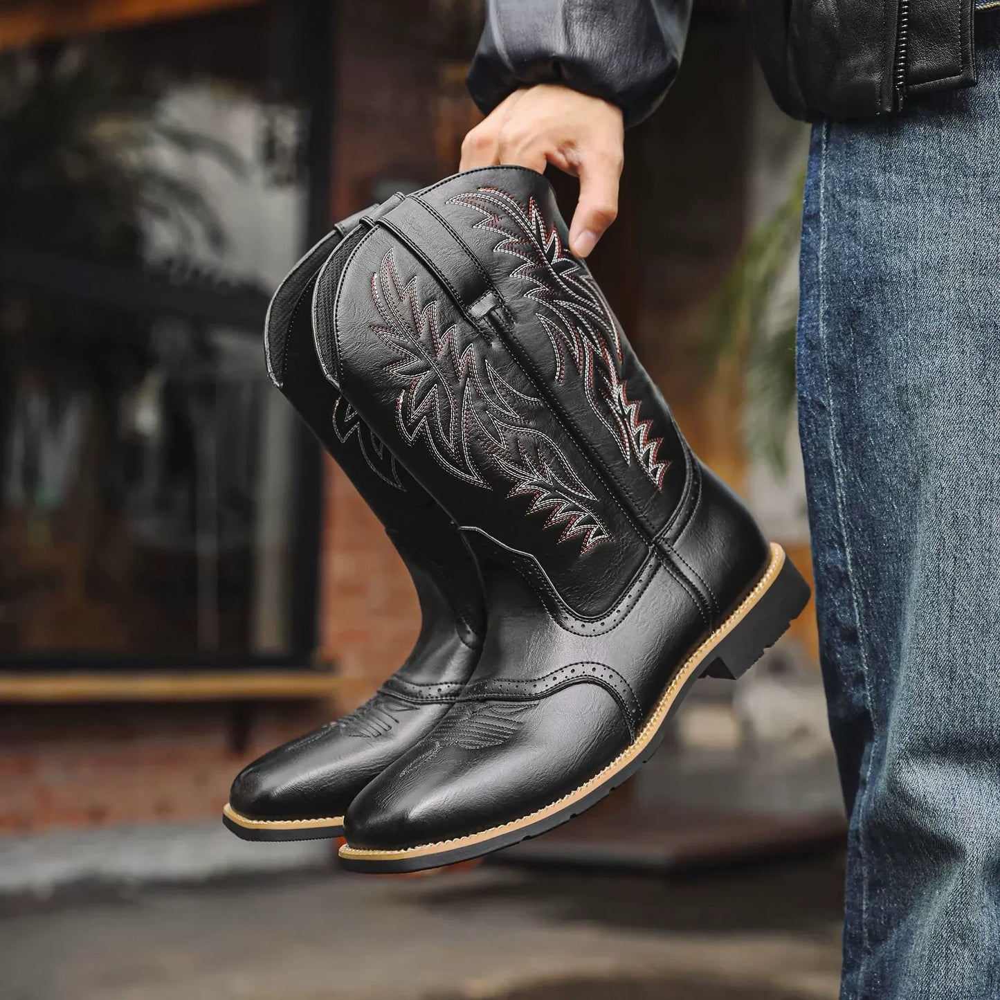 Men's Premium Leather Western Cowboy Boots