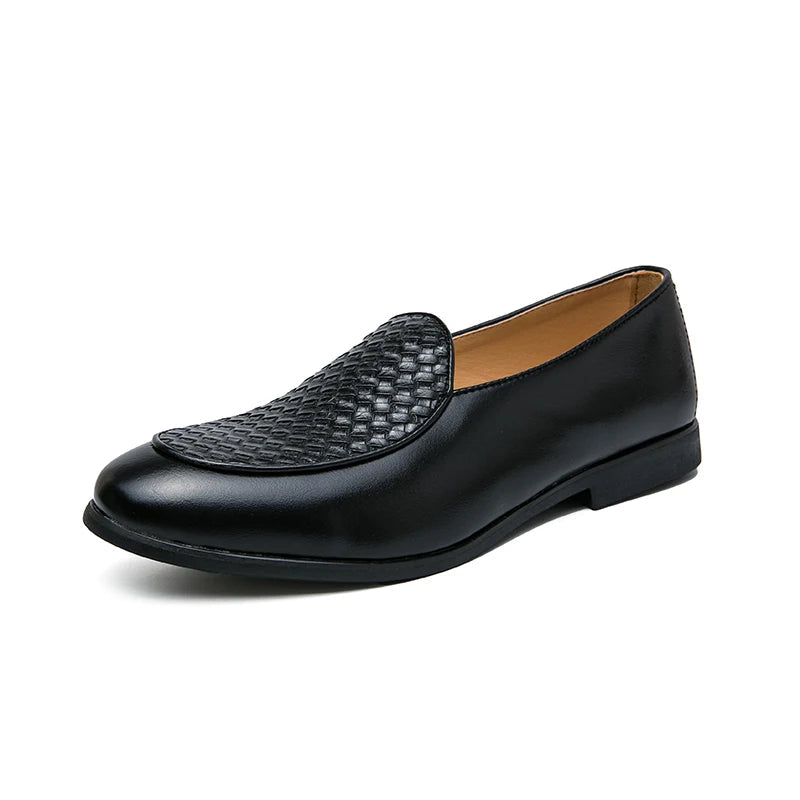 Men's Elegant Woven Slip-On Loafers with Comfort Insole