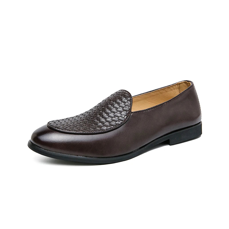 Men's Elegant Woven Slip-On Loafers with Comfort Insole