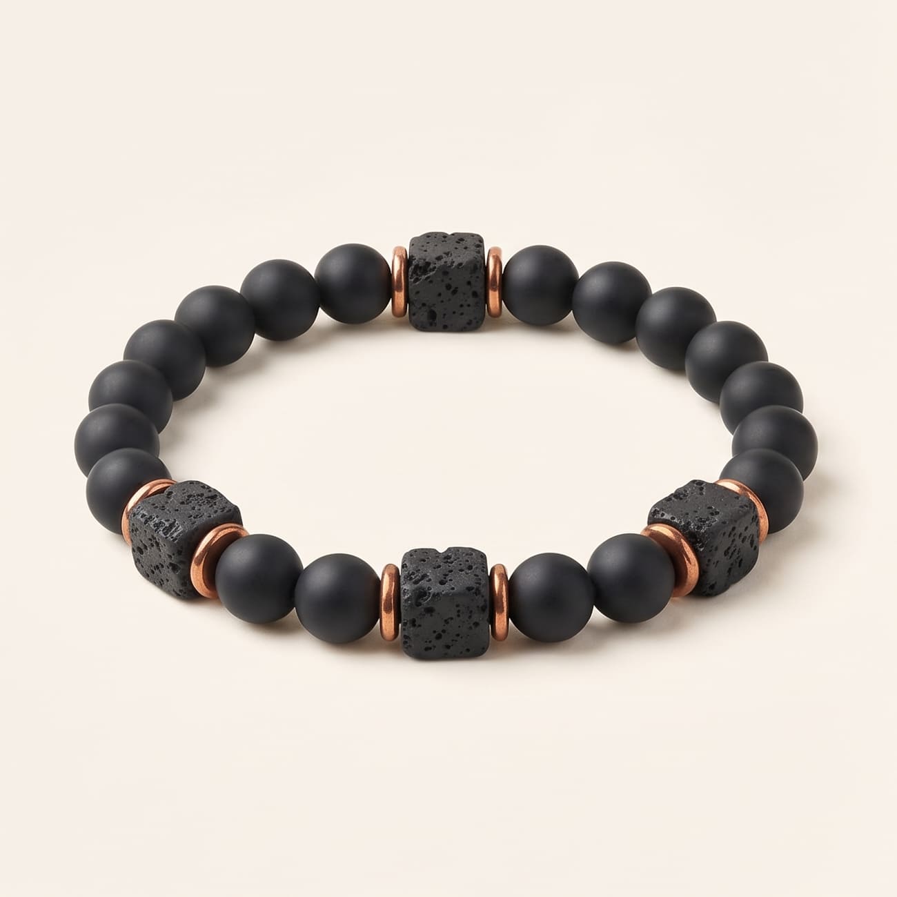 Matte Black Onyx Lava Stone Balance Bracelet