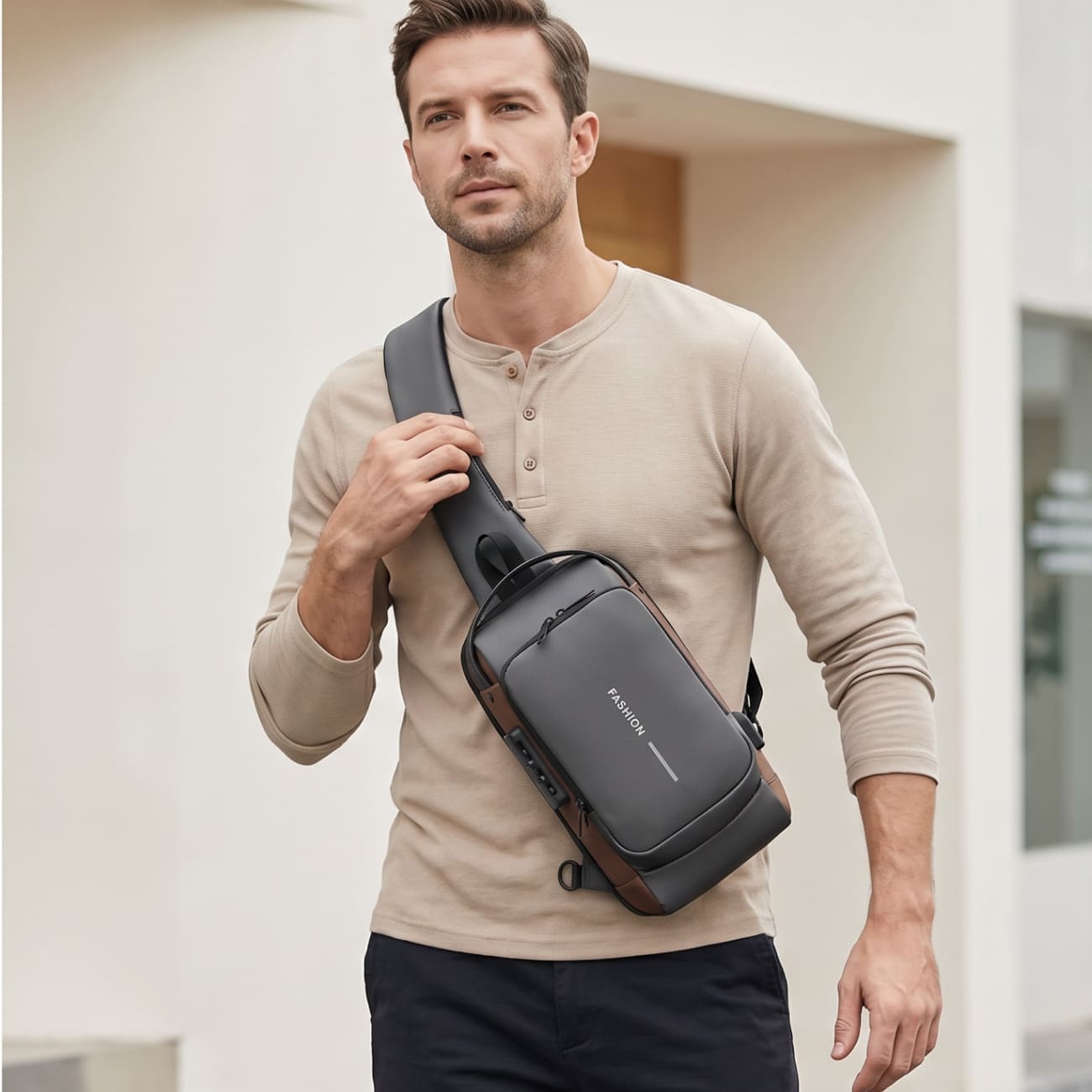 Anti-Theft Crossbody Bag with USB Charging Port - Stylish Patent Leather