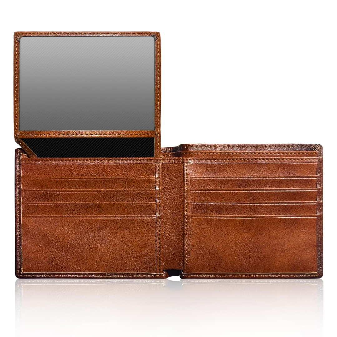 Top Grain Leather RFID Blocking Bifold Wallet for Men