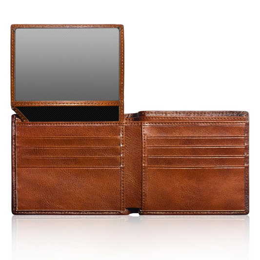 Top Grain Leather RFID Blocking Bifold Wallet for Men