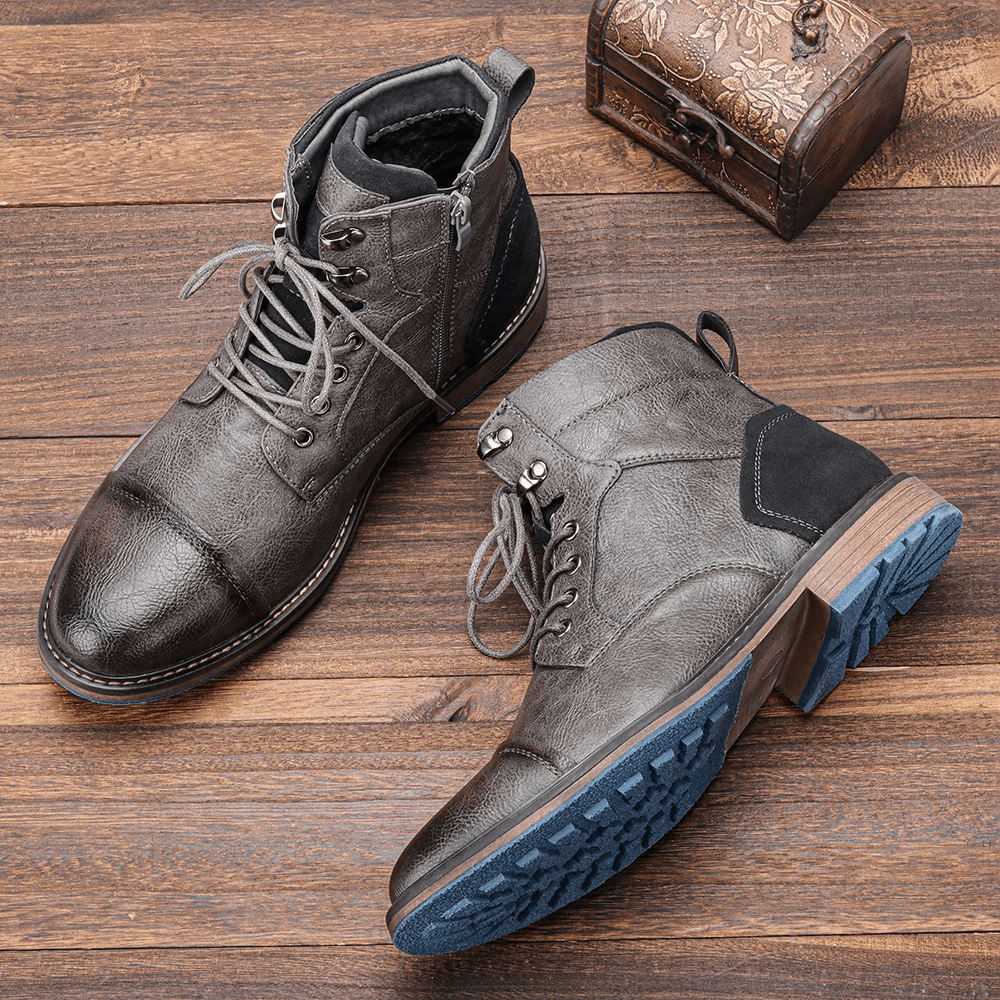Men's Side Zipper Boots with Non-Slip Sole
