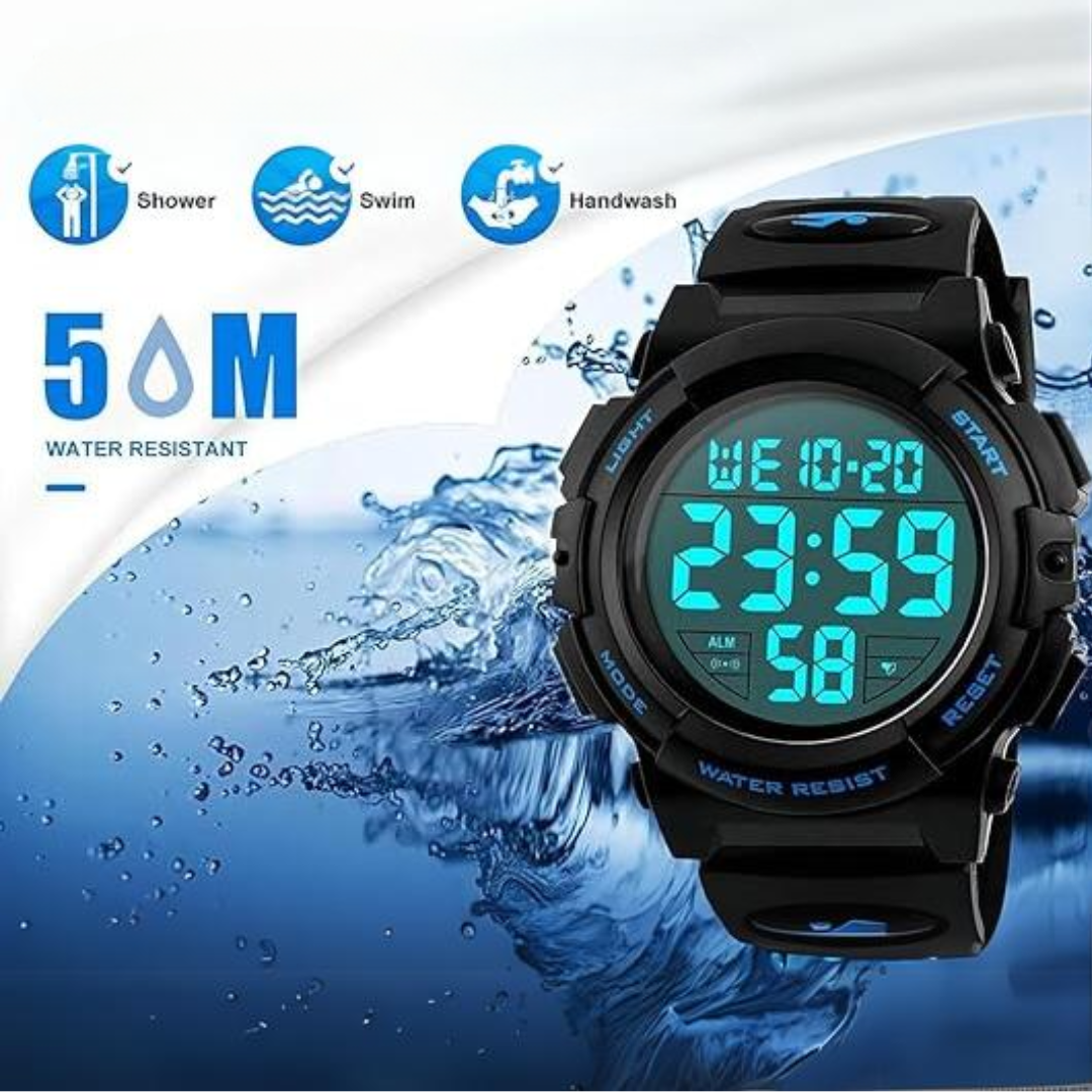 Men's Waterproof Military Digital Sports Watch with LED Display