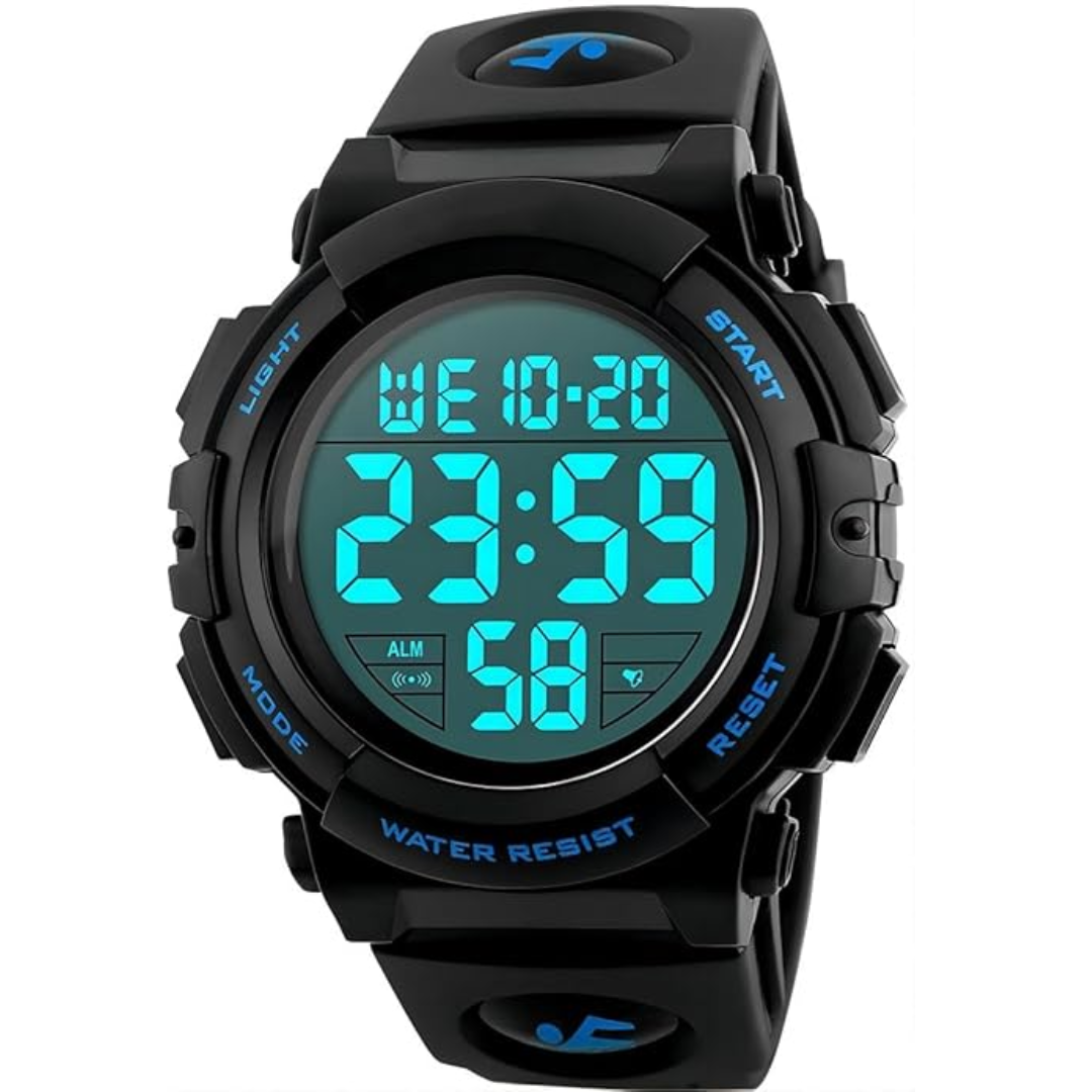 Men's Waterproof Military Digital Sports Watch with LED Display