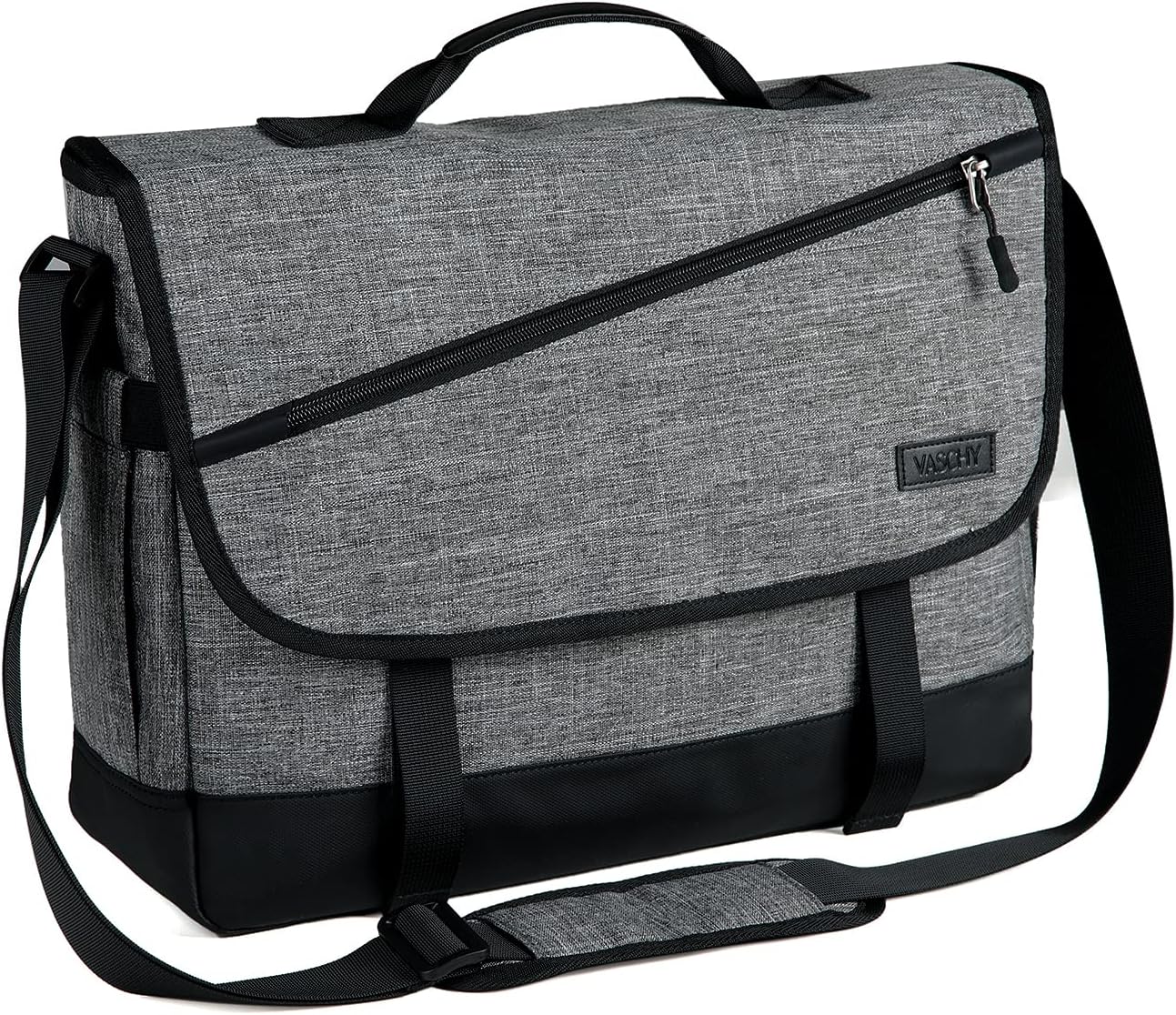 Water-Resistant Messenger Bag for 17-Inch Laptops with Adjustable Strap