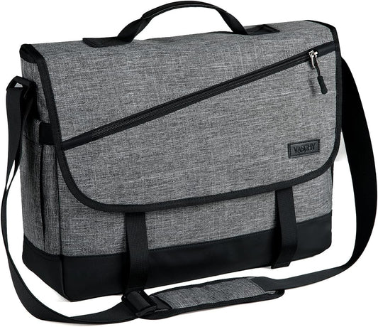 Water-Resistant Messenger Bag for 17-Inch Laptops with Adjustable Strap