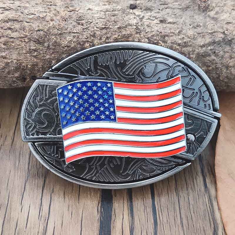 Metal Oval Cowboy Belt Buckle with Hidden EDC Tool