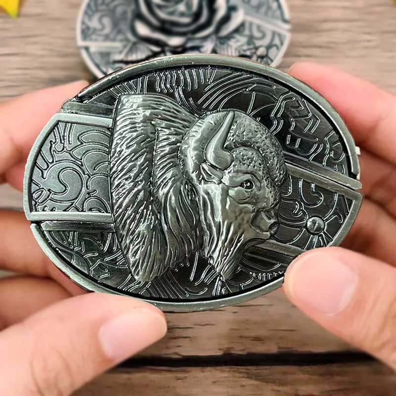 Metal Oval Cowboy Belt Buckle with Hidden EDC Tool