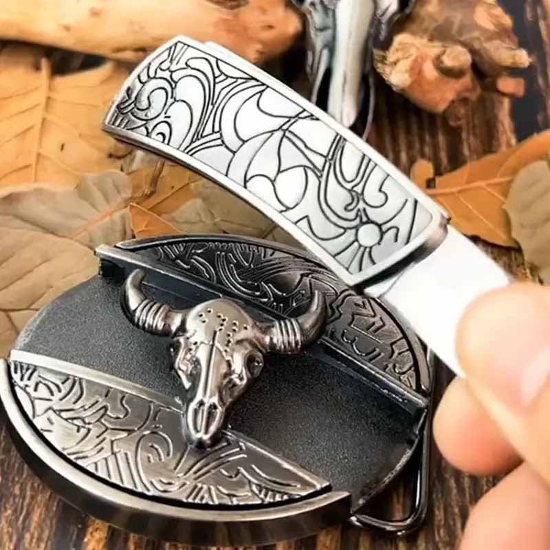Metal Oval Cowboy Belt Buckle with Hidden EDC Tool