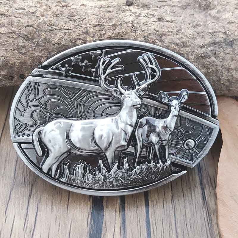 Metal Oval Cowboy Belt Buckle with Hidden EDC Tool
