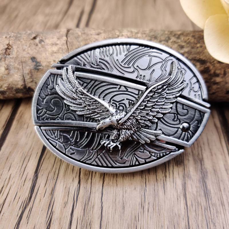 Metal Oval Cowboy Belt Buckle with Hidden EDC Tool