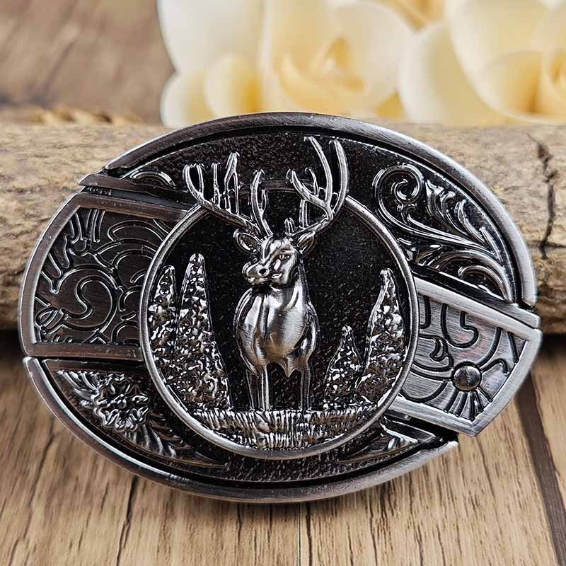 Metal Oval Cowboy Belt Buckle with Hidden EDC Tool