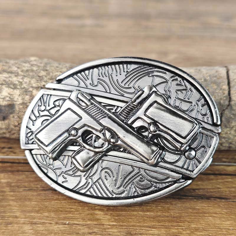 Metal Oval Cowboy Belt Buckle with Hidden EDC Tool
