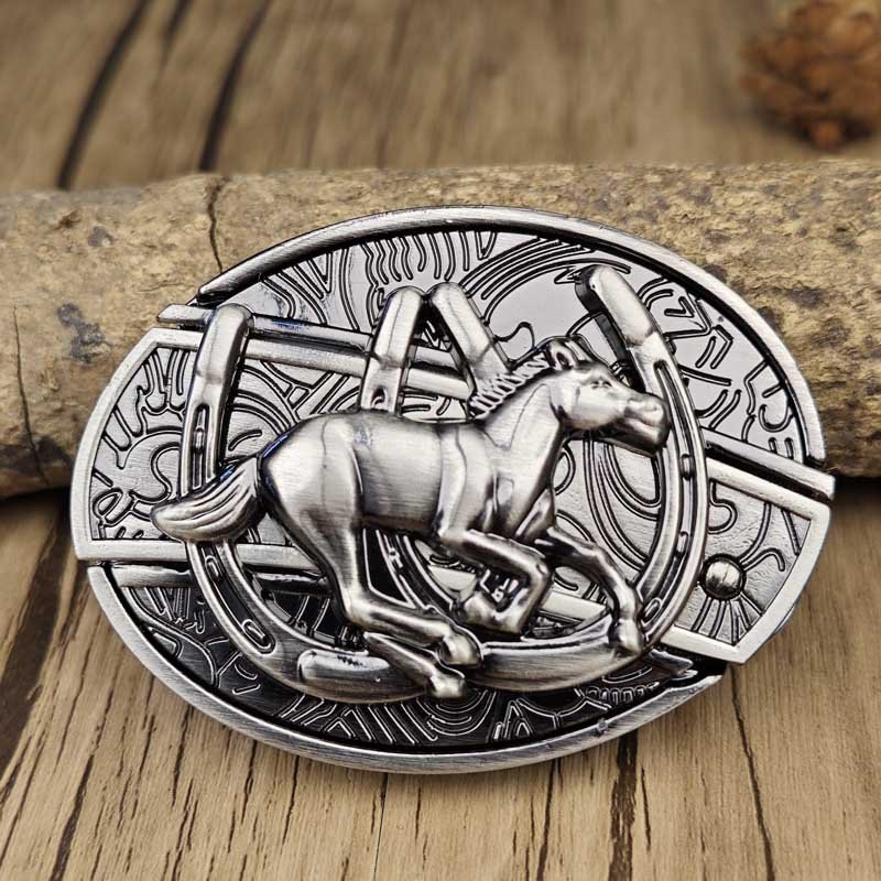 Metal Oval Cowboy Belt Buckle with Hidden EDC Tool