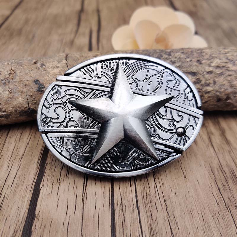 Metal Oval Cowboy Belt Buckle with Hidden EDC Tool