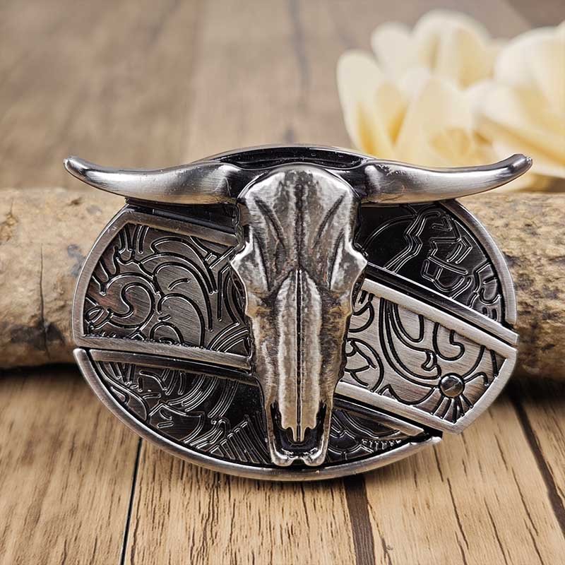 Metal Oval Cowboy Belt Buckle with Hidden EDC Tool