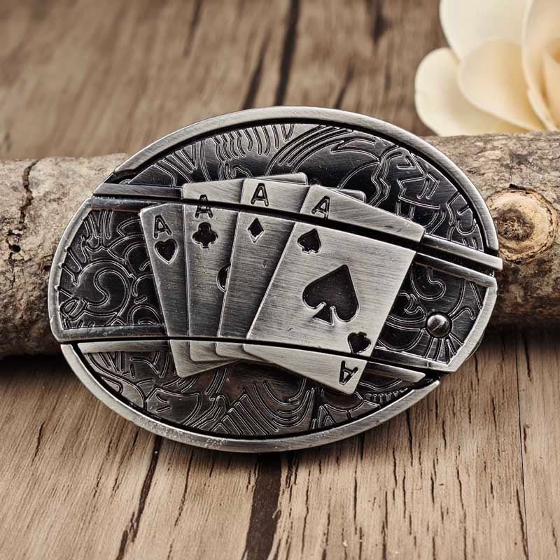 Metal Oval Cowboy Belt Buckle with Hidden EDC Tool