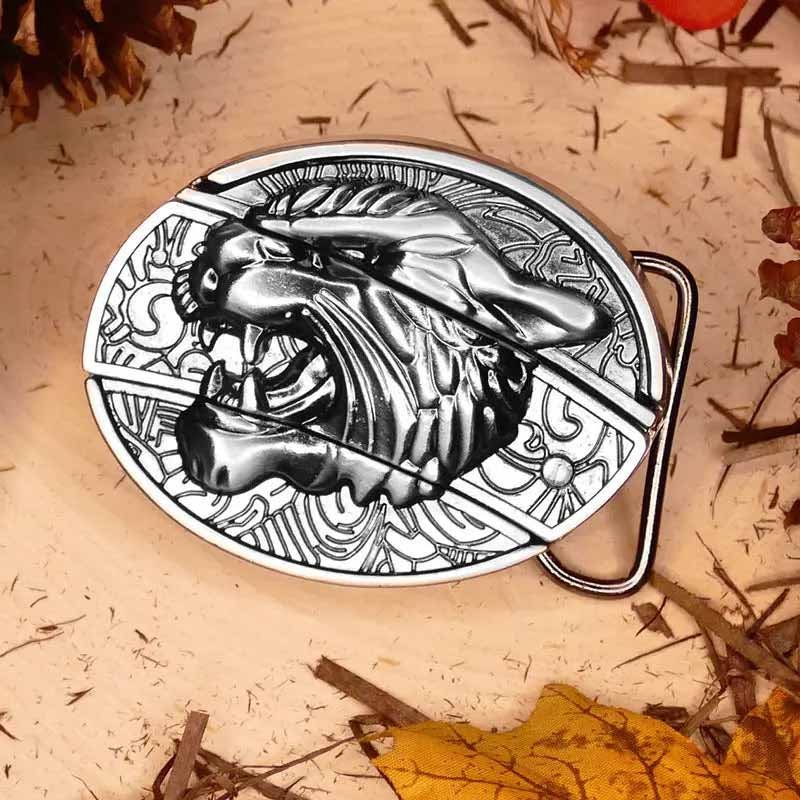 Metal Oval Cowboy Belt Buckle with Hidden EDC Tool