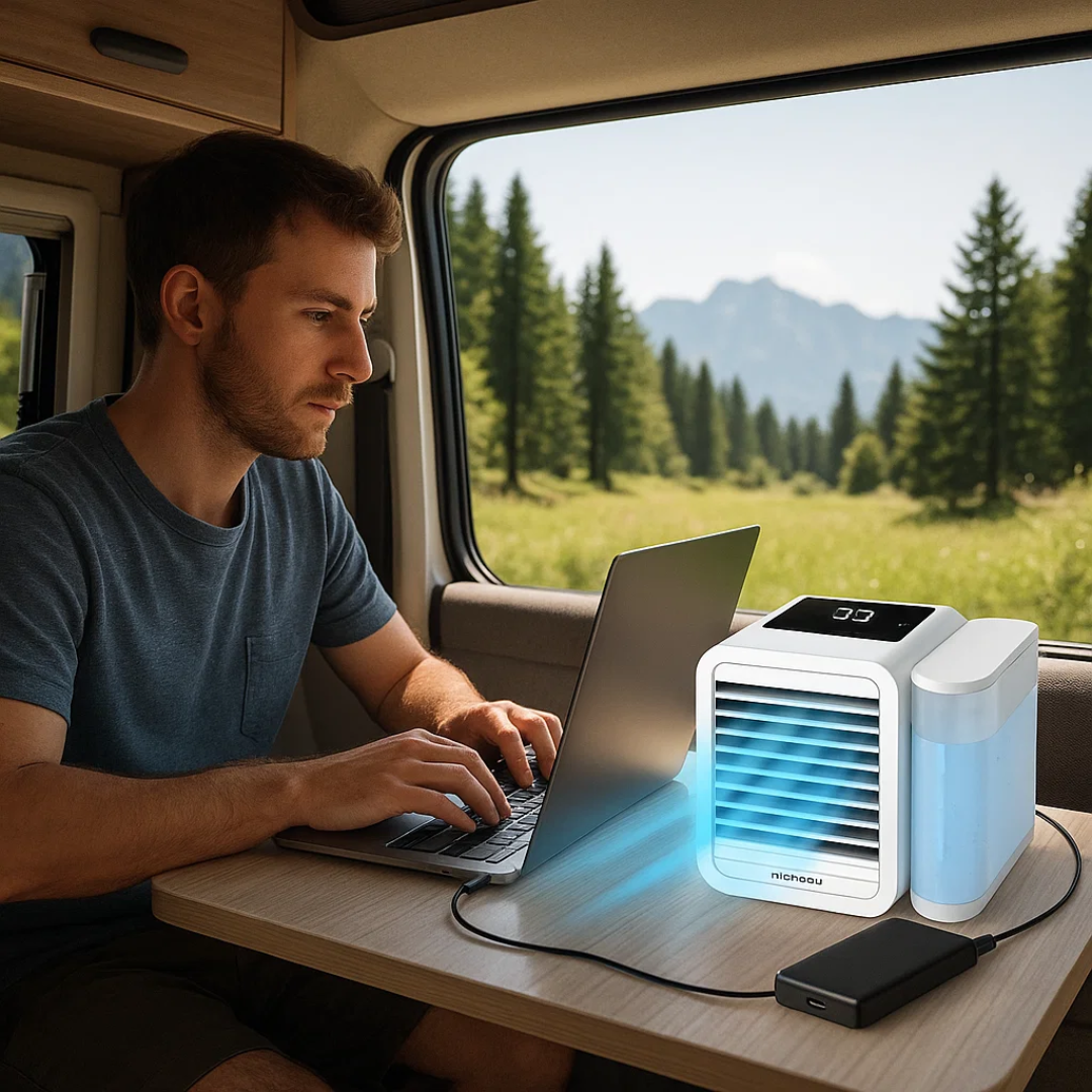 Portable Mini Air Conditioner with 1000ml Water Tank and Adjustable Fan