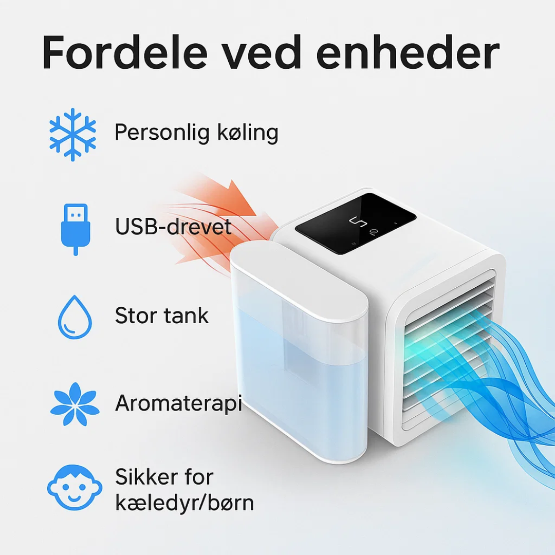 Portable Mini Air Conditioner with 1000ml Water Tank and Adjustable Fan