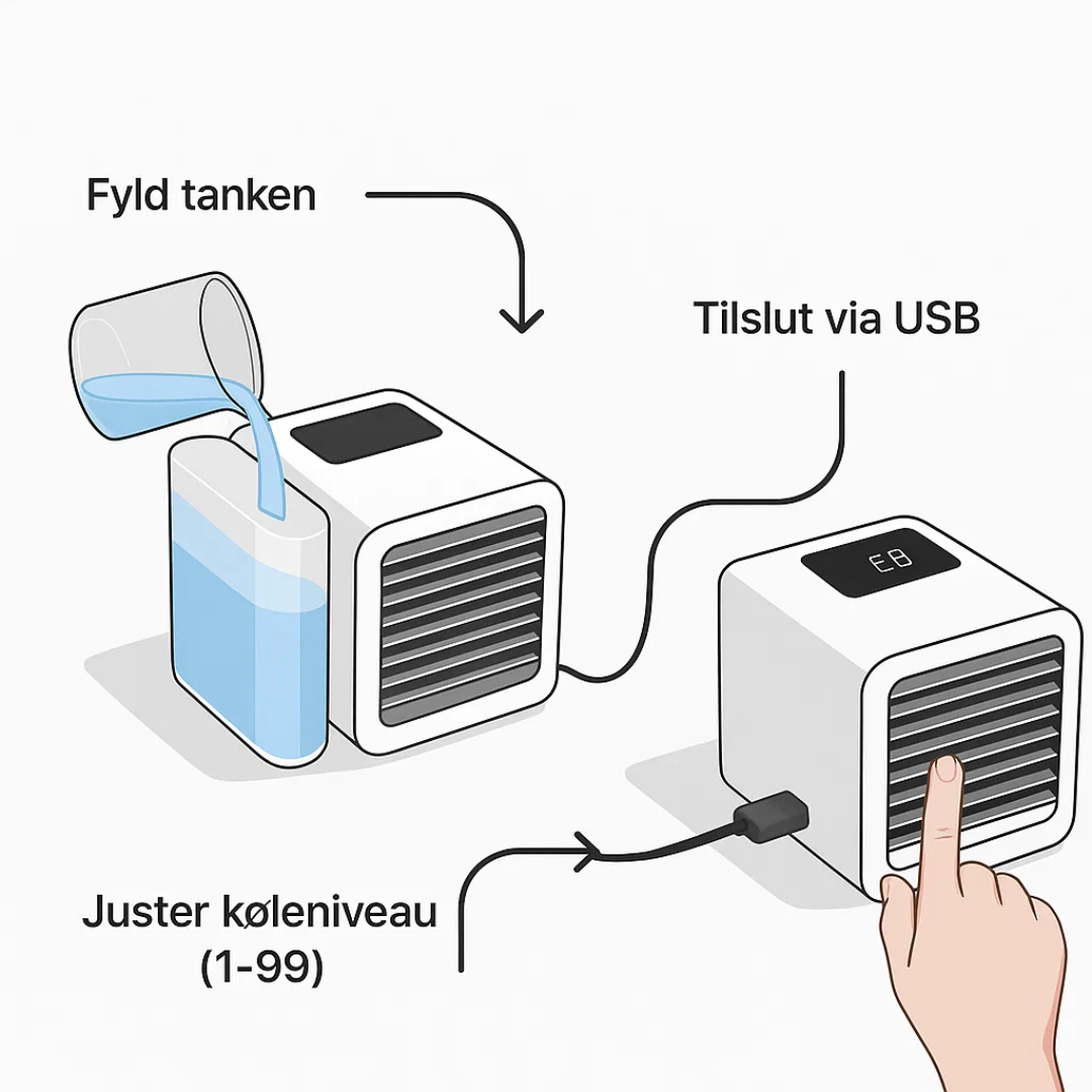 Portable Mini Air Conditioner with 1000ml Water Tank and Adjustable Fan