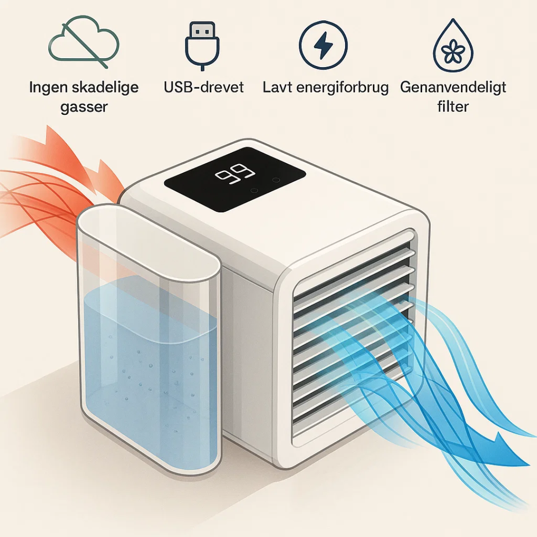 Portable Mini Air Conditioner with 1000ml Water Tank and Adjustable Fan