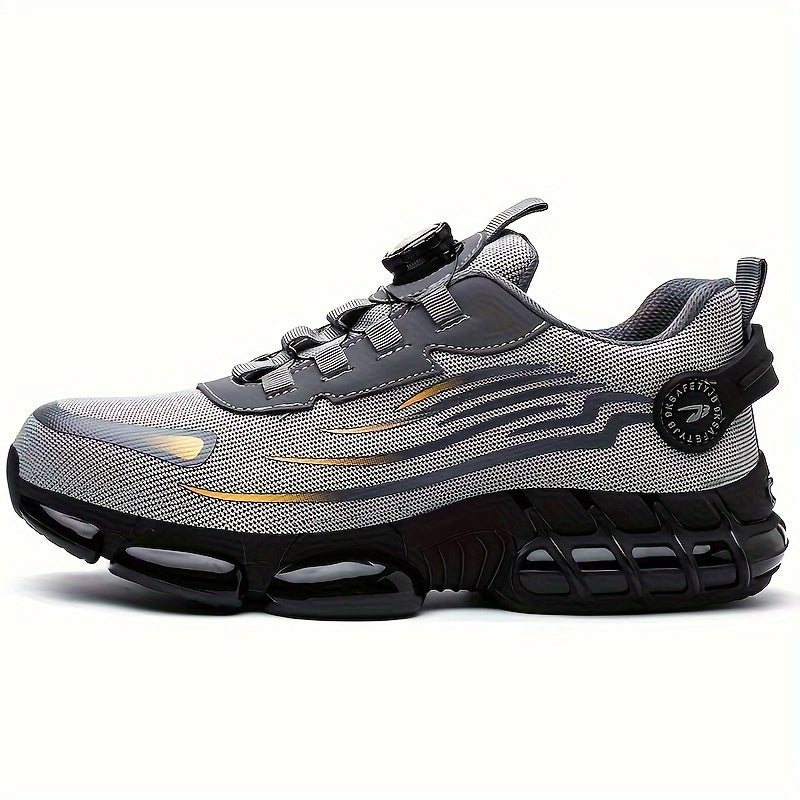 Durable Mid-Top Safety Shoes with Lace-Up Closure and Rubber Sole