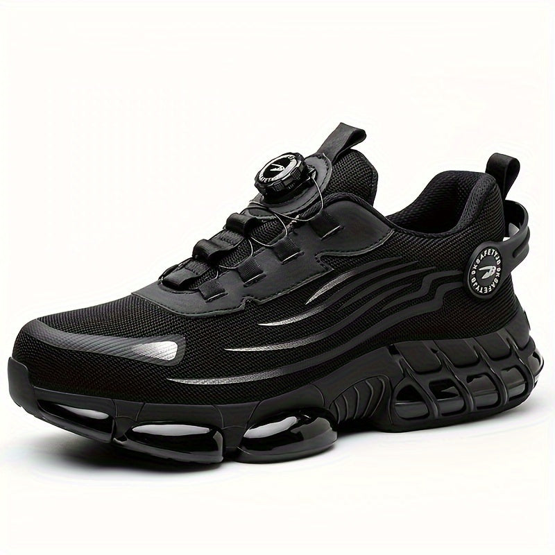 Durable Mid-Top Safety Shoes with Lace-Up Closure and Rubber Sole