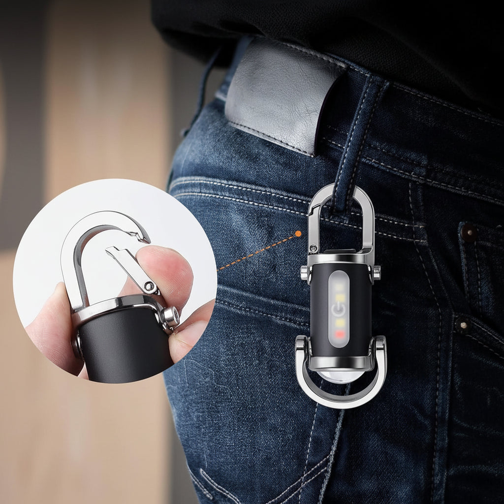 Rechargeable Mini Keychain Flashlight with 7 Light Modes