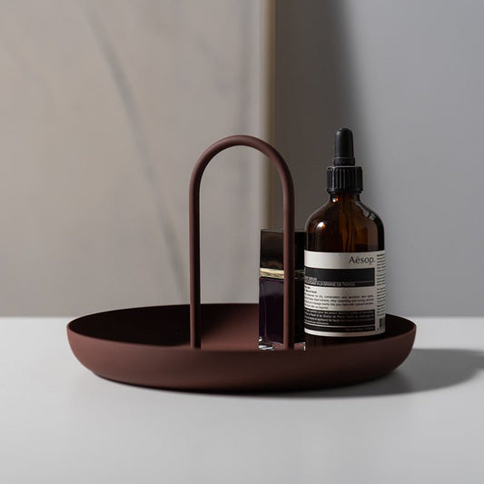 Circular Aluminum Decorative Tray in Contemporary Colors